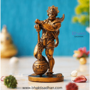 Golden Polyresin Handcrafted Standing Lord Hanuman Idol with Gada/Mace